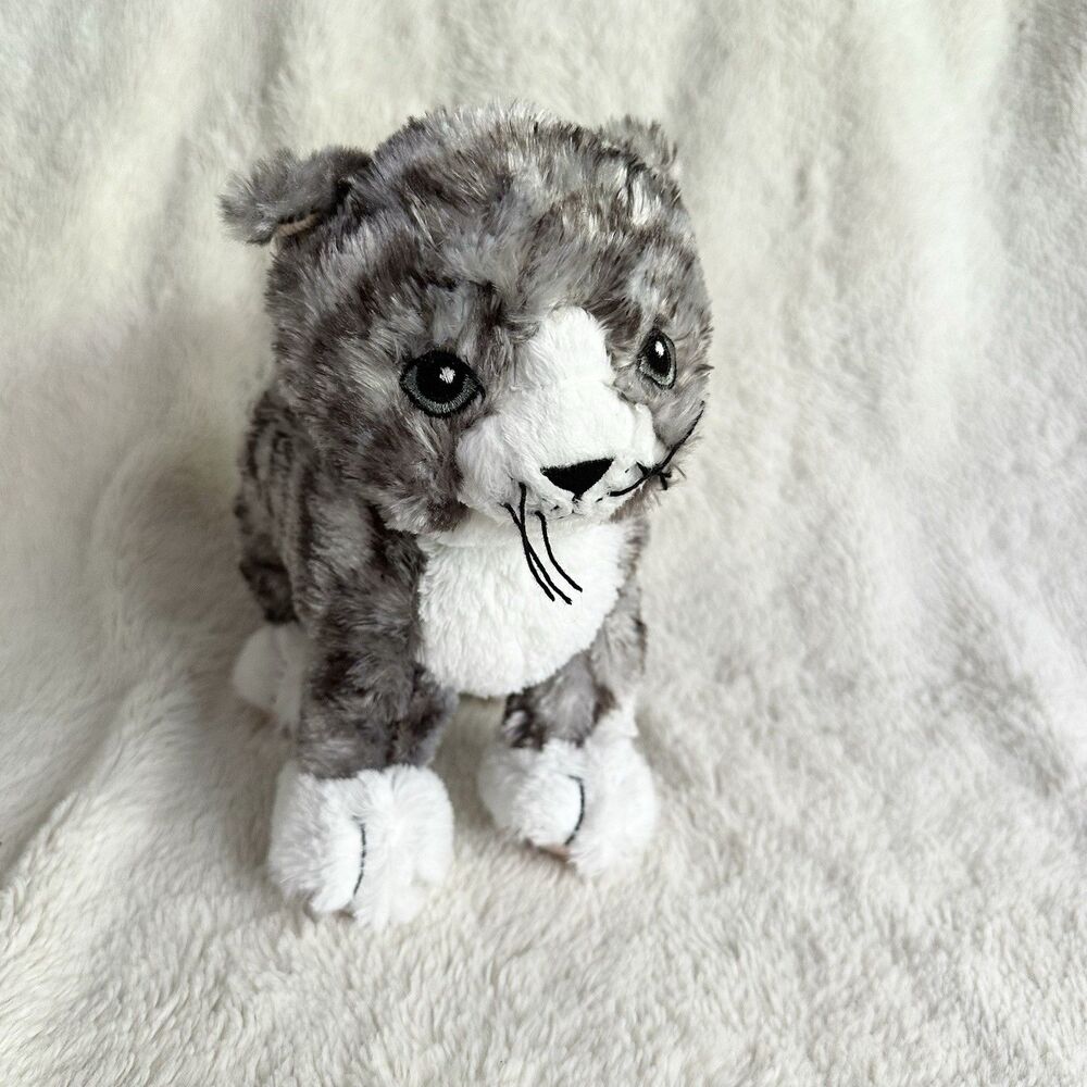 IKEA Lilleplutt Kitty Cat Plush 8" Stuffed Animal Toy Gray Black White Tabby